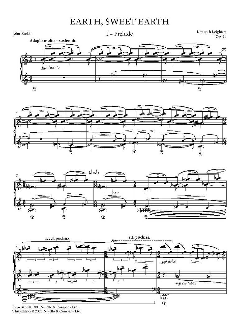 Kenneth Leighton: Earth, Sweet Earth (Laudes Terrae) Op. 94: Gesang mit Klavier
