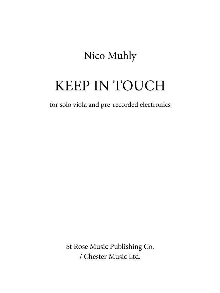 Nico Muhly: Keep In Touch: Viola mit Begleitung