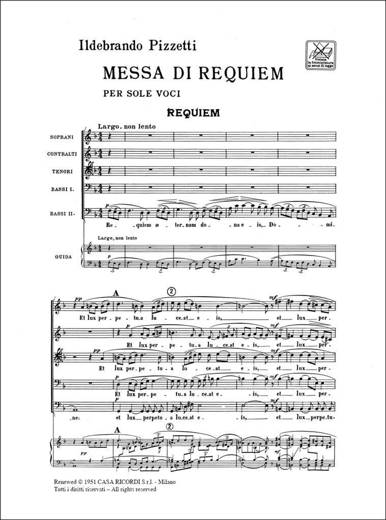 Ildebrando Pizzetti: Messa di Requiem: Gemischter Chor A cappella