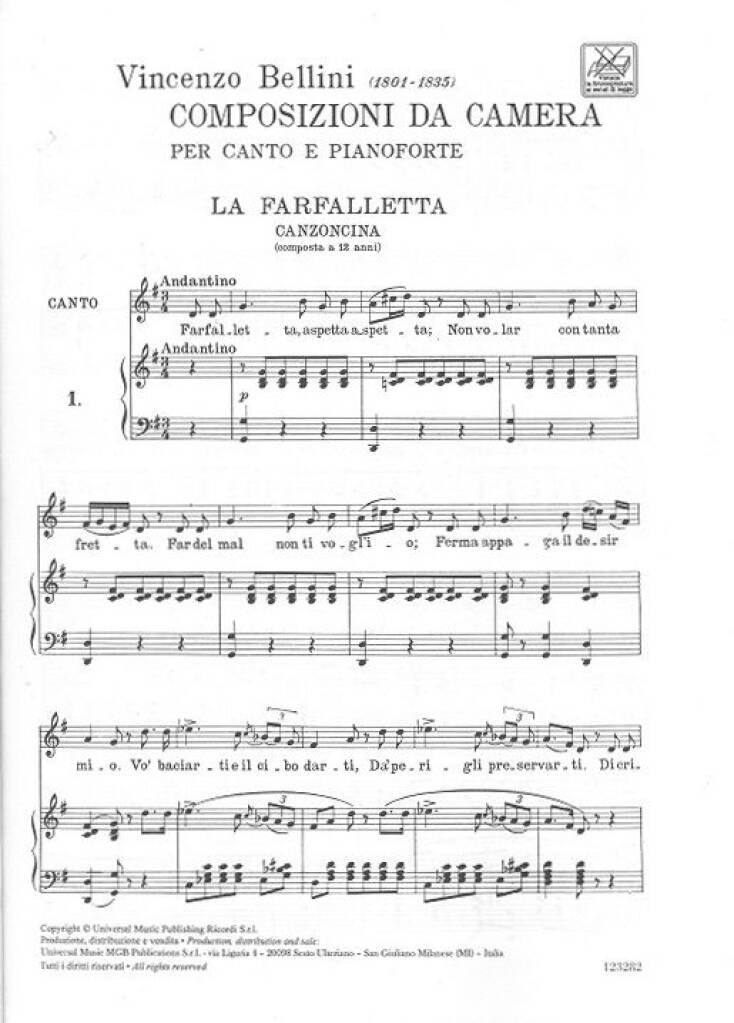 Vincenzo Bellini: 15 Composizioni Da Camera: Gesang mit Klavier