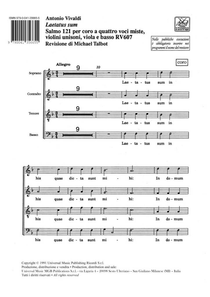 Antonio Vivaldi: Laetatus Sum. Salmo 121 Rv 607: Orchester