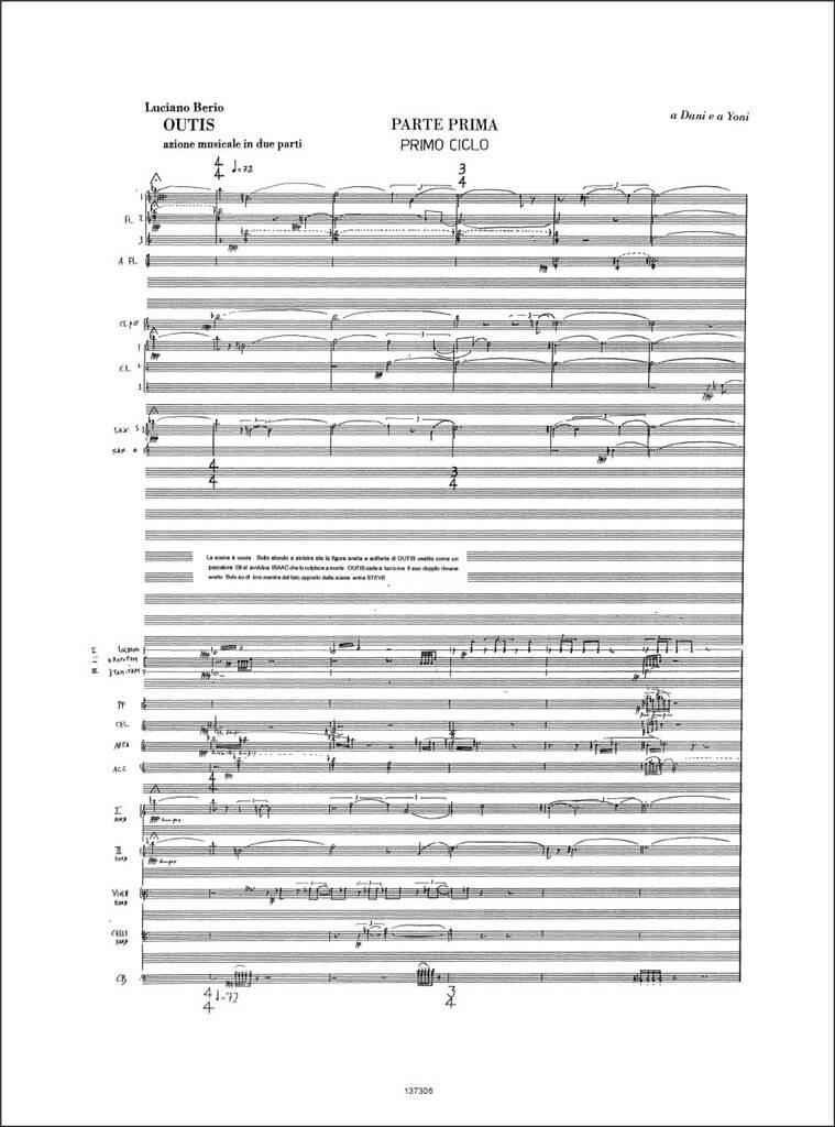 Luciano Berio: Outis. Azione Musicale In Due Parti: Gemischter Chor mit Ensemble
