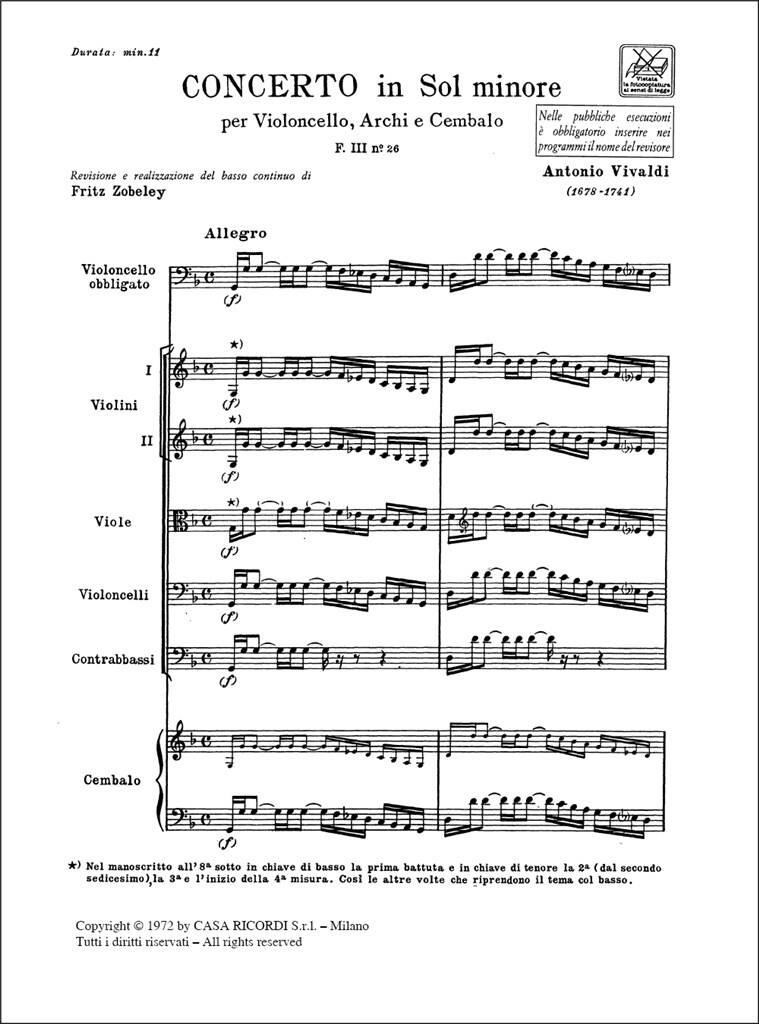 Antonio Vivaldi: Concerto In Sol Min. RV 416: Orchester mit Solo