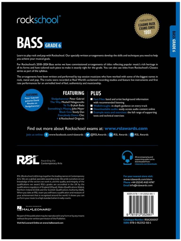 Rockschool Bass Grade 6 (2018)