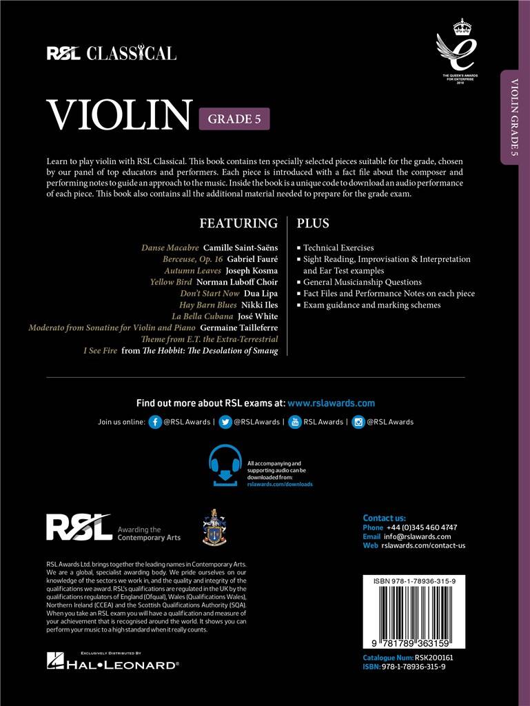 RSL Classical Violin Grade 5 (2021)