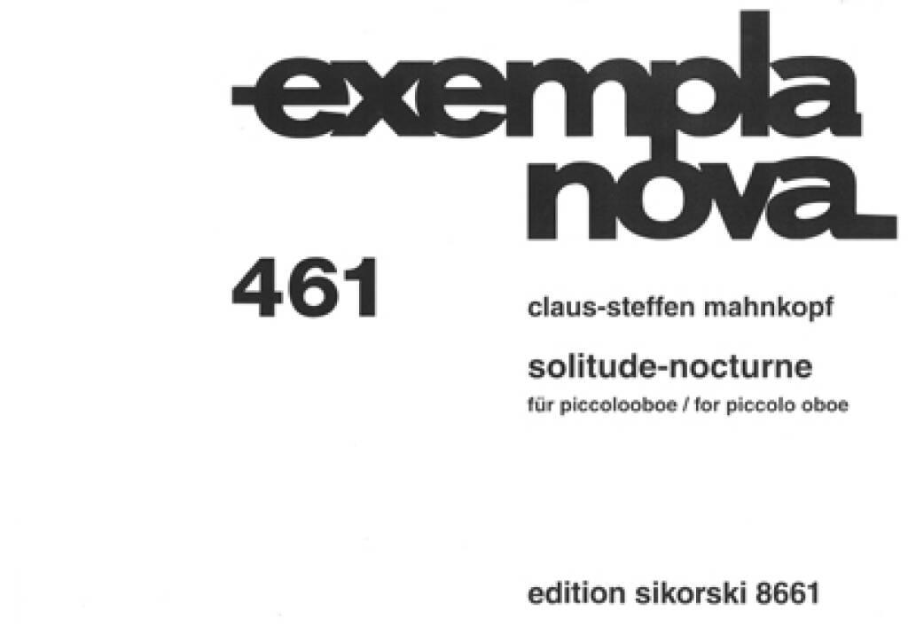 Claus-Steffen Mahnkopf: Solitude-Nocturne: Oboe Solo