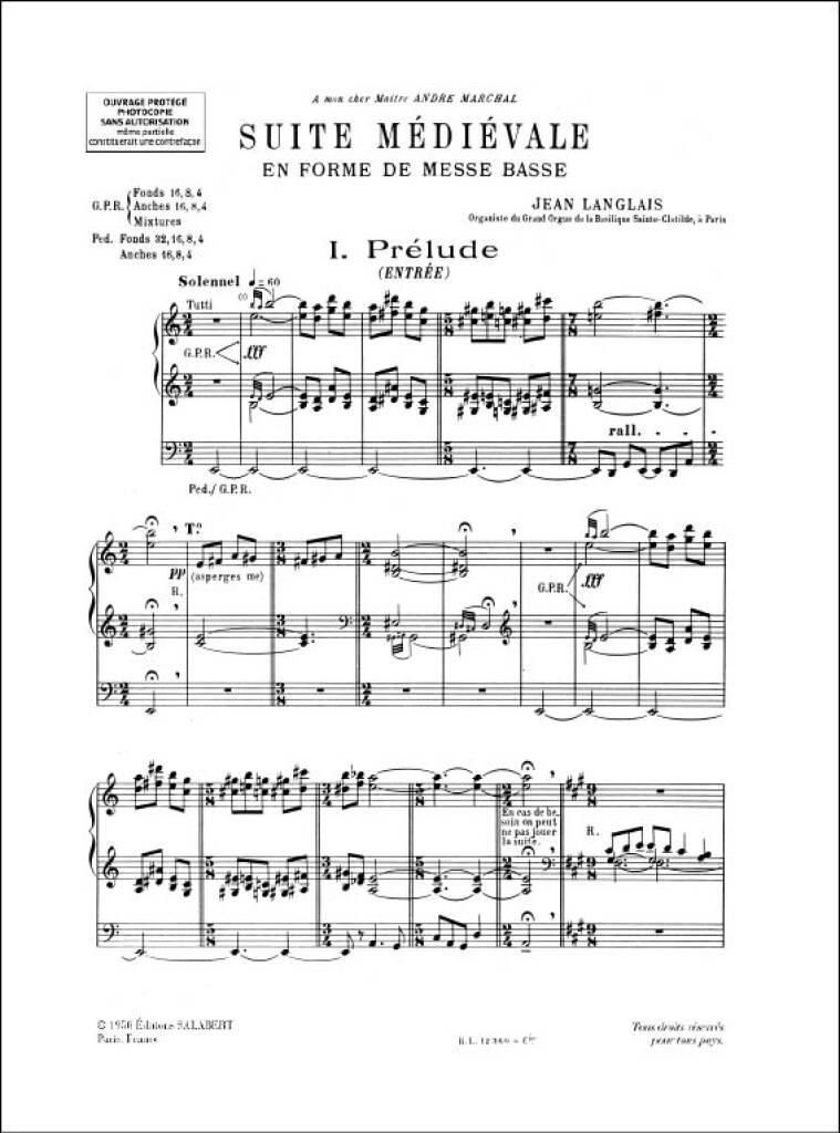Jean Langlais: Suite Medievale (En Forme De Messe): Orgel