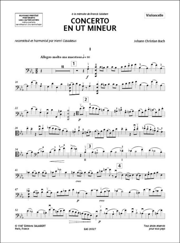 Johann Christian Bach: Concerto C-Minor: Cello mit Begleitung