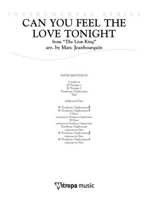 Can You Feel the Love Tonight: (Arr. Marc Jeanbourquin): Blechbläser Ensemble