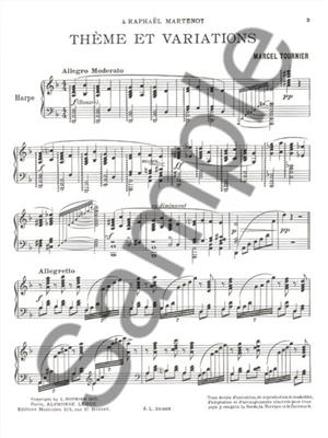 Marcel Tournier: Theme Et Variations: Harfe Solo