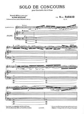 Henri Rabaud: Solo De Concours: Klarinette mit Begleitung