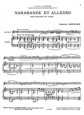 Gabriel Grovlez: Sarabande et Allegro pour Hautbois et Piano: Oboe mit Begleitung