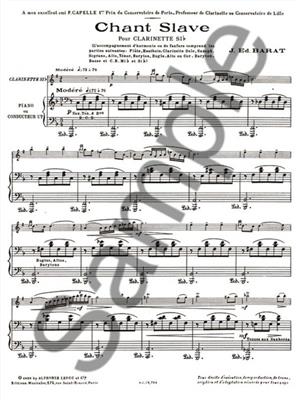 Jacques Barat: Chant Slave pour clarinette en Sib et piano: Klarinette mit Begleitung