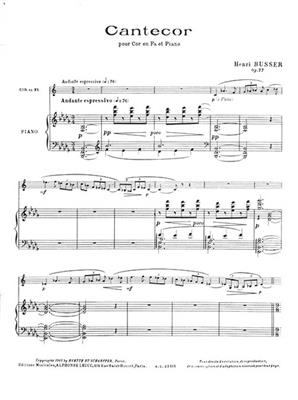 Henri Büsser: Cantecor Cor En Fa Et Piano: Horn mit Begleitung