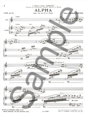 Jean-Michel Defaye: Alpha pour cor en Fa et piano: Horn mit Begleitung