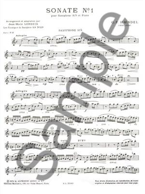 Georg Friedrich Händel: Sonata No.1: Tenorsaxophon mit Begleitung