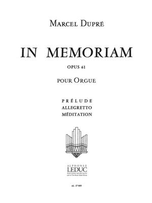 Marcel Dupré: In Memoriam Op.61 Volume 1: Orgel