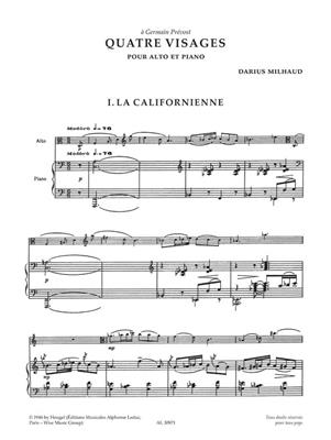 Darius Milhaud: 4 Visages: Viola mit Begleitung