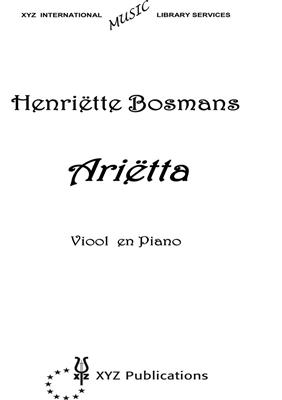 Bosmans: Arietta: Violine mit Begleitung