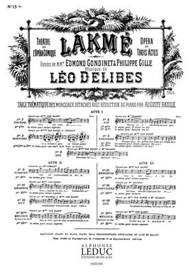 Léo Delibes: Lakme No 13 Bis Melodie Soprano Solo & Piano: Gesang mit Klavier