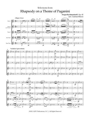 Sergei Rachmaninoff: Rhapsody on a Theme of Paganini for Flute Quintet: (Arr. Gudrun Hinze): Flöte Ensemble