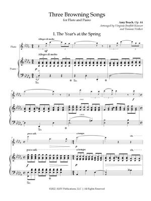 Amy Marcy Beach: Three Browning Songs for Flute and Piano: (Arr. Virginia Broffitt Kunzer): Flöte mit Begleitung