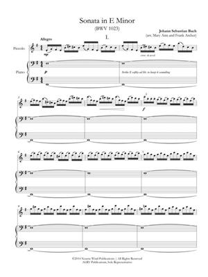 Johann Sebastian Bach: Sonata in E Minor, BWV 1023: (Arr. Mary Ann Archer): Piccoloflöte