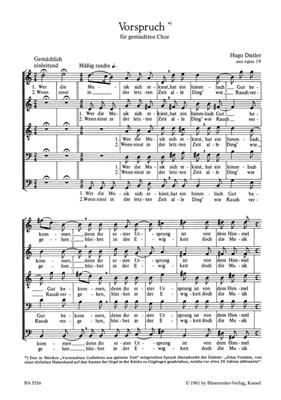 Hugo Distler: Mörike-Chorliederbuch, Teil 1 op. 19 (1938/39): Gemischter Chor A cappella