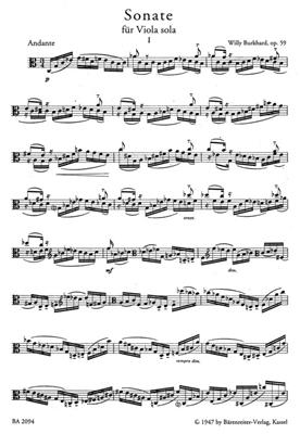 Willy Burkhard: Sonate fur Solobratsche (1939) op. 59: Viola Solo