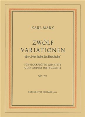 Karl Marx: 12 Variationen über Nun laube, Lindlein, laube: Blockflöte Ensemble