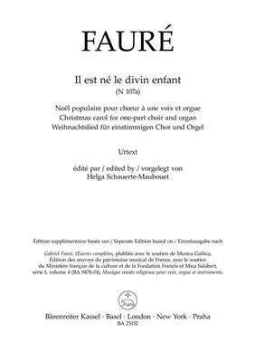 Gabriel Fauré: Il est né le divin enfant: Gemischter Chor mit Klavier/Orgel