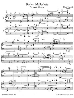 Ernst Krenek: Basler Massarbeit: Klavier Duett