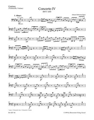 Johann Sebastian Bach: Concerto for Keyboard No.4 in A major BWV 1055: Cembalo