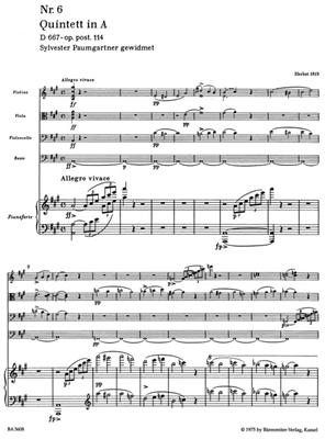 Franz Schubert: Trout Quintet Amaj D667 Parts: Klavierquintett