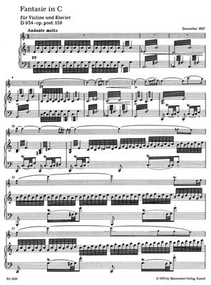 Franz Schubert: Fantasia In C Major, For Violin & Piano: Violine mit Begleitung