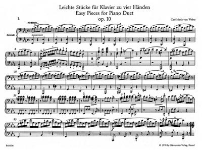 Carl Maria von Weber: Easy Pieces Op.10 For Piano Duet: Klavier vierhändig