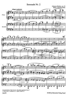 Johannes Brahms: Serenade 2 A Op.16: Klavier vierhändig