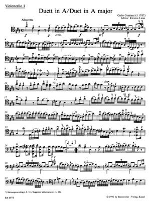Carlo Graziani: Zwei Duette für zwei Violoncelli: Cello Duett