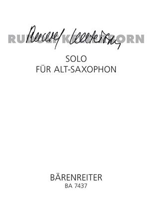Rudolf Kelterborn: Solo: Altsaxophon