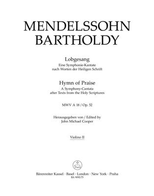 Felix Mendelssohn Bartholdy: Lobgesang / Hymn of Praise op. 52 MWV A 18: Orchester