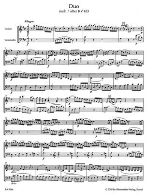 Wolfgang Amadeus Mozart: Zwei Duos Für Violine Und Violoncello: Streicher Duett