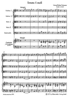 Georg Philipp Telemann: Sonata F Min Full Sc: Streichensemble