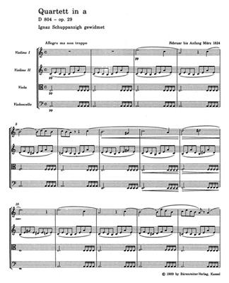 Franz Schubert: String Quartet A Minor D 804 Op. 29 'Rosamunde': Streichquartett