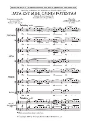 James MacMillan: Data Est Mihi Omnis Potestas: Gemischter Chor mit Begleitung