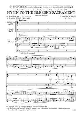 James MacMillan: Hymn To The Blessed Sacrament: Gemischter Chor mit Klavier/Orgel