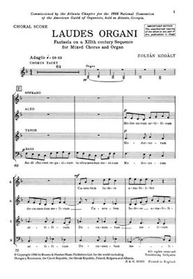 Zoltán Kodály: Laudes Organi (Chp): Gemischter Chor mit Begleitung