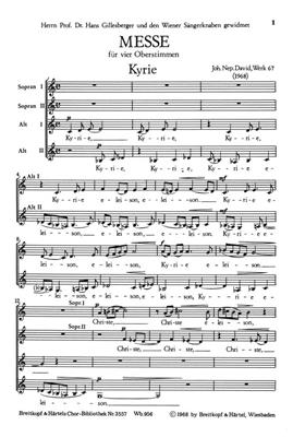 Johann Nepomuk David: Messe Wk 67: Frauenchor mit Begleitung