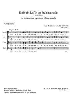 Felix Mendelssohn Bartholdy: Es fiel ein Reif: Gemischter Chor mit Begleitung