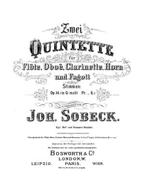 Sobeck J Wind Quintet Op14 G Minor Parts: Blasquintett