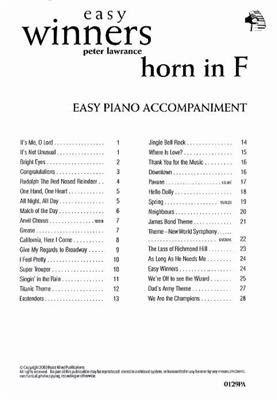 Peter Lawrance: Easy Winners F Horn Pa: Horn mit Begleitung